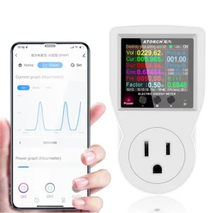 Smart WiFi Watt Meter Plug in US Socket Power Meter Backlit Large Color Display Overload Protection Electrical Energy Monitor