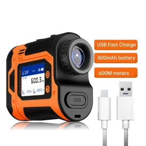 Sport Handheld Golf Laser Rangefinder Orange 6X Zoom IP65 Waterproof LCD Display 5-600m Range 0.1M Accuracy 0.5s