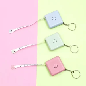 Square Retractable Tape Measure Keychain Portable Pocket Auto Rewind Flexible Soft Measuring Ruler for Sewing Body Tailor Craft