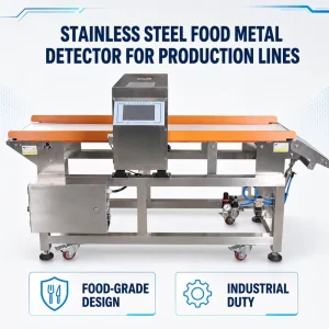 Stainless Steel 304 Conveyor Metal Detector IP65 Waterproof with Adjustable Belt Speed and Multi Language Interface