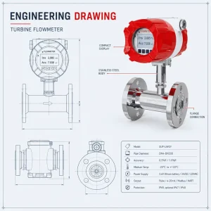 Stainless Steel Digital RS485 Oil Flowmeter Customizable OEM Liquid Water Turbine Flow Meter