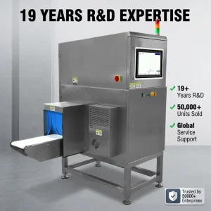 Stainless Steel Frame Food Safety X Ray Detector for Sealed Canned Jar Product Foreign Contaminants Inspection Line