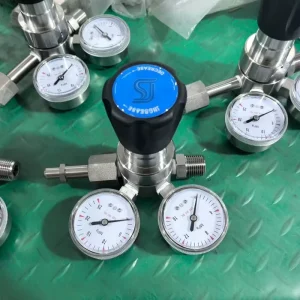 Stainless Steel Needle Manual High Pressure Reducing Valve for Nitrogen Hydrogen Oxygen Gas Cylinder Double Gauge