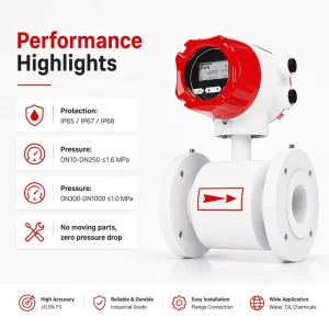 Stainless Steel Sensor Body Magnetic Flow Meter Anti corrosion Tap Water Food Production Line