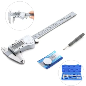 Stainless Steel Waterproof 6″ Durable Caliper Measuring Tool with Large LCD Screen Electronic Digital Vernier Caliper