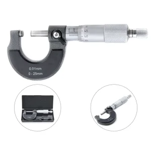 Steel 0.01mm Graduation Precision Machinist Tool with 0-25mm Measuring Range Precision Outside Micrometer
