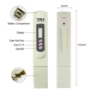 TDS Tester 2 in 1 TDS Meter Water Tester Pen LCD Digital Temp PPM Meter Tester Filter Stick for Water Purity