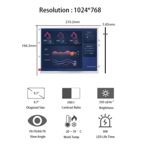 TIANMA 9.7” 1024×768 LVDS Interface LCD Panel TM097TDHG04 Oscilloscope Display 9.7 Inch LCD Modules