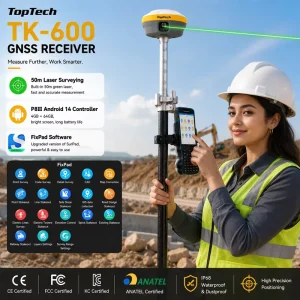 TK600 GNSS RTK Receiver AR Visual Laser Base and Rover IMU Surpad 4.2 Software Android 14 Controller Surveying Equipment
