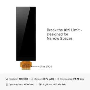 TMK 7.84inch 400×1280 Slim Bar Type Stretch TFT LCD Display LED Backlight 1000 Nits Sunlight Readable IPS LVDS Embedded Narrow