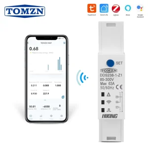 TOMZN Zigbee TUYA 18mm 63A WIFI Smart Bidirectional Energy Meter Timer Power Monitor kWh Meter with Voltage Current Protection