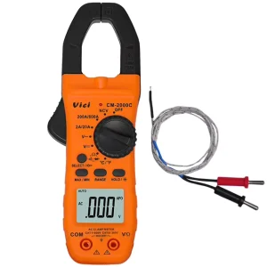TRMS NCV CM 2000C Digital Clamp Meter Ampere Voltage Resistance Temperature Tester