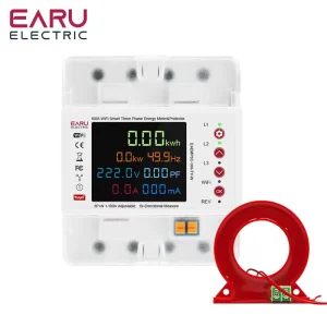 TUYA WiFi Smart Bi Directional Energy Power kWh Meter Leakage Over Under Voltage Protector Relay Switch Current Limit EAEMP3C