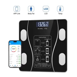 Tempered Glass 180KG APP Body Fat Smart Weighing Supplier Home Digital Scale Rounded Corner Bathroom Panel Family Digital Scale