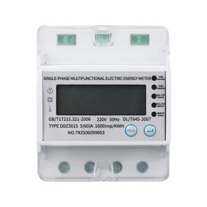Three-Phase 4P Digital Energy Meter with Din Rail kWh AC 220V Voltmeter LCD Analog Counter Display and RS485 Connection
