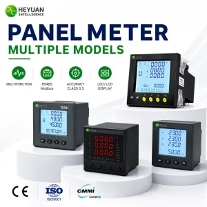 Three Phase Multi function Power Analyzer LCD Display Panel Mounted Digital Energy Meter RS485 Modbus RTU kWh Meter