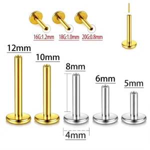 Titanium Threadless Push Pin Flat Back Labret Posts 16G 18G 20G Cartilage Tragus Nose Lip Piercing Bars