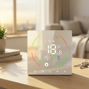 Touch Color Circular LCD WiFi Smart Thermostat Energy Saving Humidity Display Gas Floor OEM Factory Manufacturer