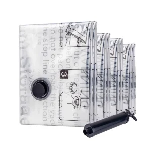 Transparent Plastic Storage Bag with Warning Label for Compressing Quilts Clothes and Shoes Organization Storage