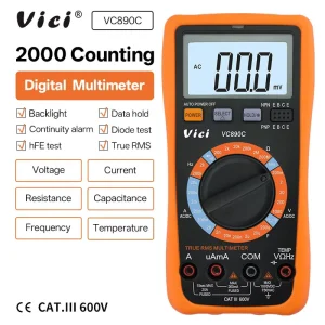 True RMS Manual Range 200MΩ Digital Multimeter VC890C