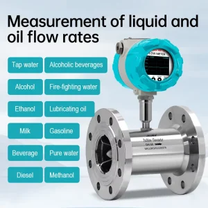 Turbine Flow Meter High Precision Digital Flow Monitor Color Screen Water Oil Chemical Liquid Measurement
