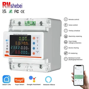 Tuya Control Switch Smart 100A Wifi Circuit Breaker Energy Meter Kwh Earth Leakage Over Under Voltage Protector 220V