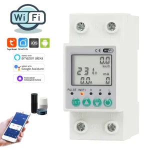 Tuya Smart Life Wifi Smart Energy Meter Power kWh Meter Earth Leakage Over Under Voltage Protector Work with Alexa Smart Home