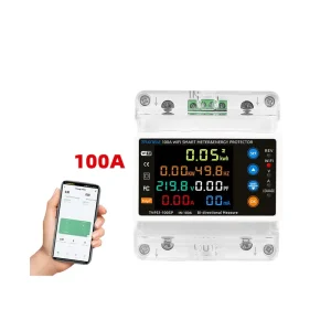 Tuya WiFi Smart 3P 100A Bi-Directional Energy Power Meter 100mV Leakage Voltage Protector Relay Switch Current Limit Three Phase