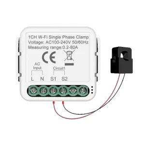 Tuya Wifi Wireless Smart Electric Energy Watt Power Consumption Meter Module Switch With 80A Current Transformer Clamp