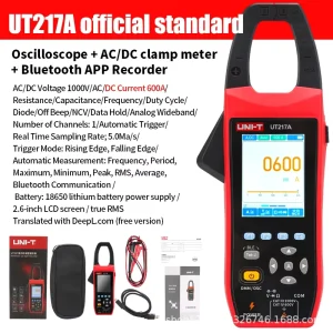 UNI T UT217A B Two in One Oscilloscope Clamp Meter AC DC 1000A True RMS Multimeter