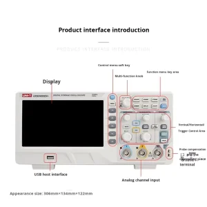 UNI-T UTD2102CEX+ Portable Oscilloscope Dual Channel 200MHz 1G Sample Rate High Voltage Probe USB PC LCD Digital Oscilloscope