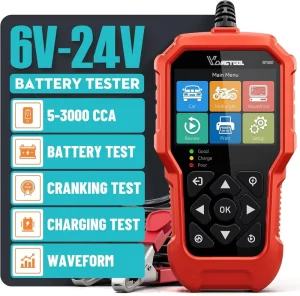 USA VDIAGTOOL BT500 Mechanic Tools Automotive Battery Discharge Tester 12V 24V Vehicle Battery Tester 3000CCA