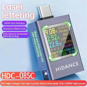USB Type C Tester DC 4.5 50V 0 12A Color Screen Digital Voltmeter Ammeter Power Meter for Power Bank Mobile Charger Testing