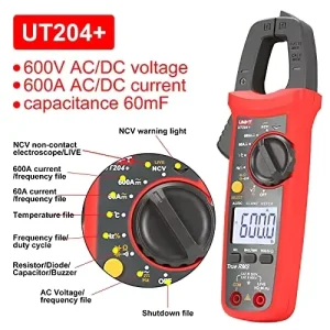 UT201/2/3/4+ Digital Clamp Meter CAT IV 200V Protection High Precision AC/DC Current Voltage Measurement Testing