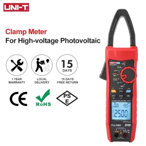 UT219PV Digital Clamp Meter 1500V 2500V 1000A AC DC Multimeter with IP65 for Photovoltaic Applications