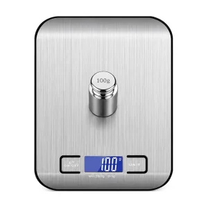 Unit Button Tare 10kg 1g Kitchen Stainless Steel Digital Electronic Scale Slim Square Panel Food Prep
