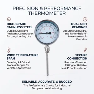 Universal Corrosion proof 1 2 MNPT Radial Bimetal Thermometer 0 100℃ Oil Filling Temperature Measuring Instrument