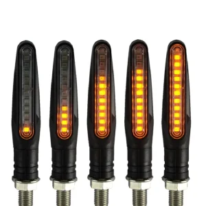 Universal Waterproof LED Water Flow Indicators Amber Turn Signals Daytime Brake Lights DC 12V Motorcycle Lights