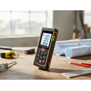 VA T40 Industrial Digital Laser Distance Meter 40M Range Area Volume Measurement Pythagorean Theorem Bubble Level IP54 Backlit