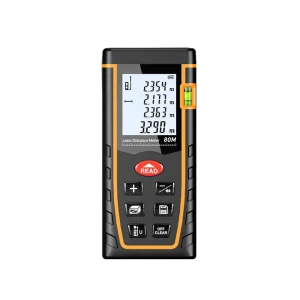 VA T80 1 Industrial Digital Laser Distance Meter M in ft Bubble Levels Large LCD Backlit Pythagorean Mode IP54 Rated Measure