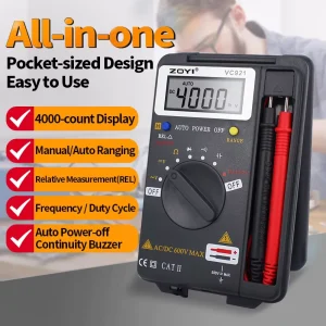 VC921 Handheld Pocket Digital Multimeter 3 3/4 Inch 4-Digit Display Capacitance Resistance Frequency Tester 600V Auto Power
