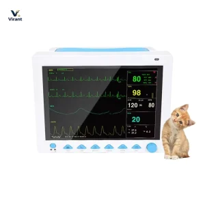 Veterinary Patient Monitor Multi Parameter Vital Signs Monitor for Small Animal Pet Vet Clinic with ECG SpO2 NIBP Monitoring