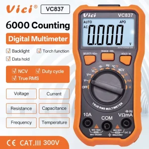 Vici VC837 Professional Max 6000 Digits LCD Display Digital Testing Multi Meter