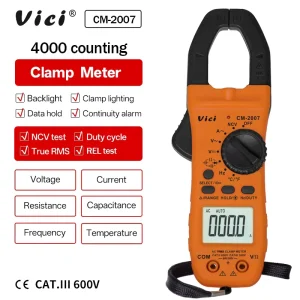 Vicimeter CM-2007 Auto Range Digital Clamp Meter CAT III 600V AC True RMS 4000 Count Electrical Multimeter Tester