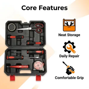 Voltage Tester Tape Measure 8PCS Hardware Hand Tool Box Set for Household Emergency Fix