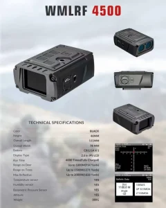 WMLRF4500 Ballistic Laser Rangefinder 1500M Tactical Hunting Range Finder with Atmospheric Sensors