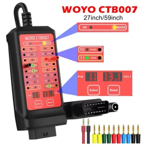 WOYO CTB007 12V OBD2 Breakout Box CAN Tester Analyzer with Digital Display Black 27 59in Cable for Automotive Diagnostic Tool