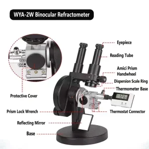 WYA 2W Binocular Abbe Refractometer High precision Laboratory Instrument for Refractive Index and Brix Measurement