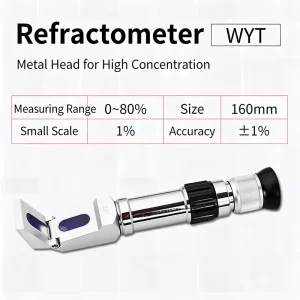 WYT Handheld Brix Refractometer Measuring Range 0 80% Ideal for Sugar Content Testing of Fruits & Fruit Juices