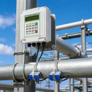 Wall Mounted Ultrasonic Flow Meter Clamp on Transit Time 4 20mA RS485 Modbus for HVAC Chilled Water BTU Energy Measurement